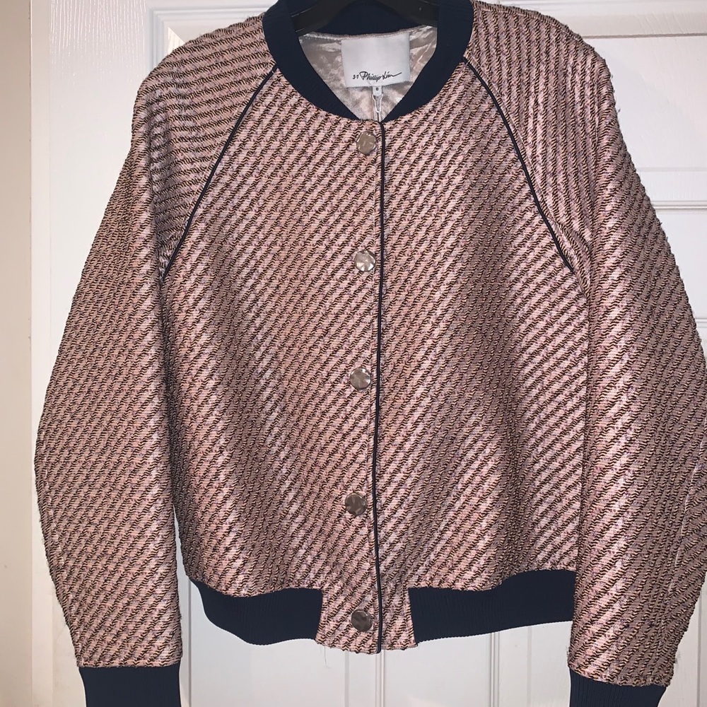 3.1 Phillip Lim Blush Lurex Bomber Jacket
